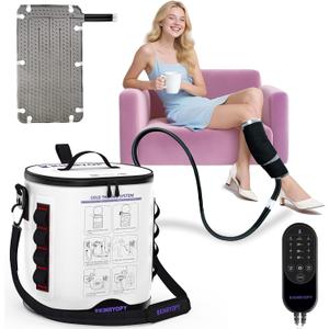 Cold Therapy Machine with Programmable Timer, Portable Ice Machine for Knee After Surgery, Full Circumference Knee Pad Recovery System, Cryotherapy Pain Relief w/Compression Pad