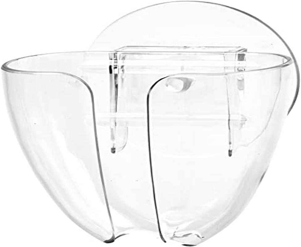 iDesign Plastic Self-Draining Suction Cup Wall Mount Kitchen Sink Bar Soap Holder - 2.5" x 3.5" x 6", Clear