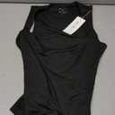 REORIA Womens Summer Sexy Sleeveless Square Neck Double Lined Going Out Cute Thong Bodysuit Tank Tops Black Small