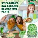 6 Pcs 6 Inch St. Patrick's Day Ceramic Decorative Plate Irish Shamrock Tableware Plate Leaf Clover Display Dish for St. Patrick's Celebration, Dinner Party, Wedding(Light Green)