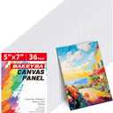 Canvas Boards for Painting 36 Pack, 5x7 Inch Painting Canvas Panels, 100% Cotton White Blank Art Supplies for Acrylics Oil Watercolor Tempera Paints