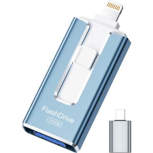 MFi Certified Flash Drive for iPhone iPad 512GB, Photo Stick for External Memory Storage, Easily Back Up and Save Photos Videos, USB Memory Stick Thumb Drive for iPhone/iPad/Android/PC (Sky Blue)