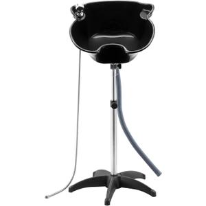 VEVOR Portable Shampoo Bowl, Deep Shampoo Sink with Adjustable Height & Angle, Includes Drain Hose, Shower Head, Lightweight Hair Wash Basin for Barber Salon Spa Center & Home Use, Black