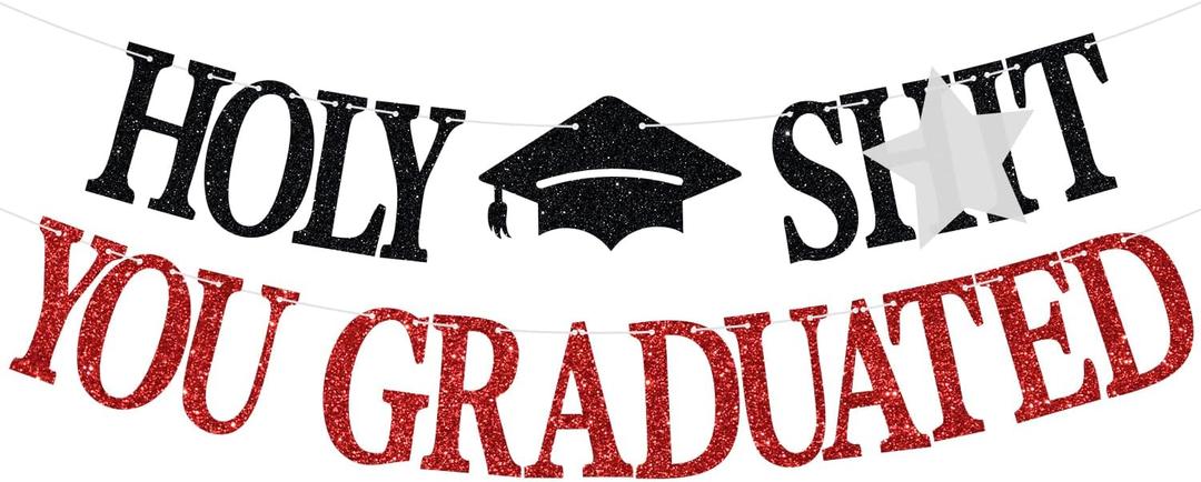 7 x Congrats Grad 2026 Banner, You Did It Hanging Decorations, Class of 2026 Graduation Party Decorations Supplies(Red)