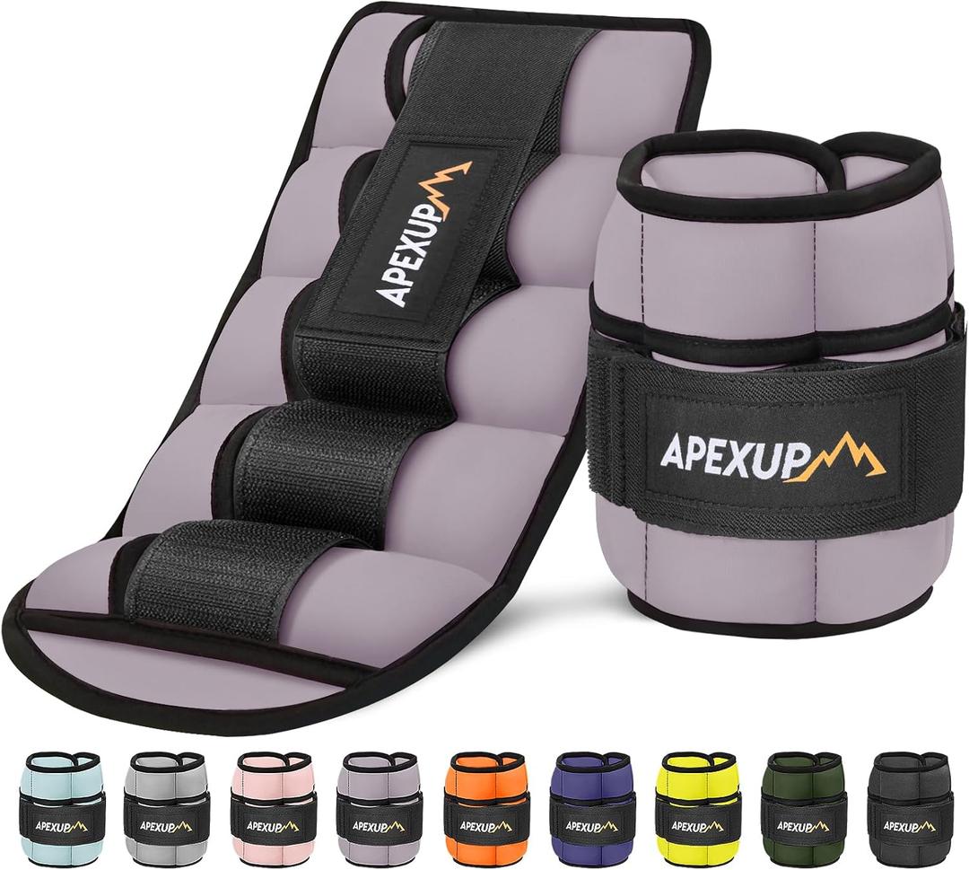 APEXUP 10lbs/ Pair Adjustable Ankle Weights for Women and Men, Modularized Leg Weight Straps for Yoga, Walking, Running, Aerobics, Gym, Physical Therapy (Pastel Purple)