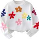 SOLY HUX Girl's Floral Sweaters Long Sleeve Crewneck Sweater Pullover Tops