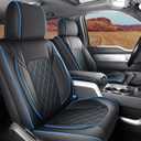 Seat Covers for 2015-2025 Ford F150 SuperCrew & 2017-2025 F250/F350/F450 Super Duty Crew Cab Pickup XL XLT Lariat King Ranch | Full Set Front and Rear(Black & Blue)