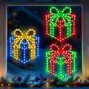 3 Pack 10'' Christmas Window Lights, 354 LEDs Hi Vibrant Twinkling Lighted Gift Boxes, Waterproof Plug in Christmas Window Silhouette Light Present Decoration for Door Wall, Xmas Decor
