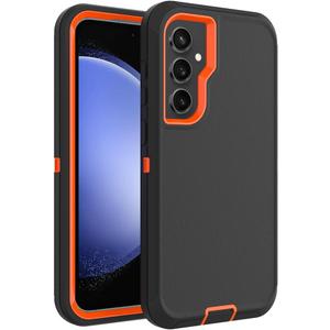 Case for Galaxy S23 FE, Heavy-Duty Tough Rugged Shockproof Drop Protective Cover Cases for Samsung Galaxy S23 FE, Black+Orange