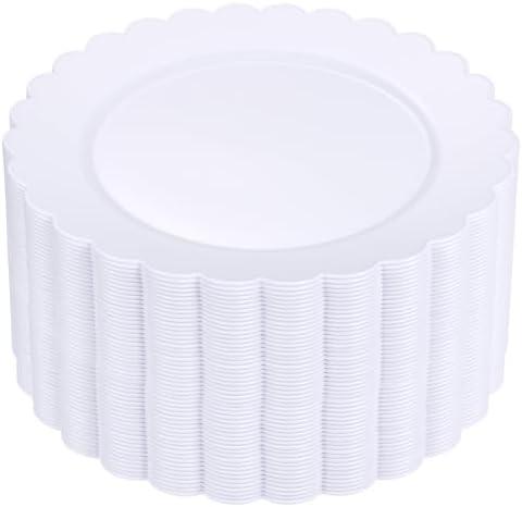 SUT 72-Pack 10.25 Inch White Heavy Duty Plastic Dinner Plates, Disposable Plates, Scallop Plates for Parties, Events, and Occasions
