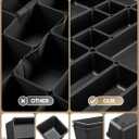 KEMETHY 25 PCS Plastic Drawer Organizers Set, 4 Sizes Vanity Organizer, Makeup and Desk Drawer Organizer Trays, Organization and Storage for Makeup, Bathroom, Kitchen Utensils and Office (Black)