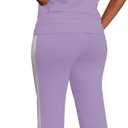 PINSV Women's 2 Piece Outfits Short Sleeve Tops Sweatpants Colorblock Bodycon Lounge Sets Tracksuit (XL)