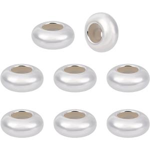BENECREAT 8pcs Stopper Beads 925 Sterling Silver Spacer Bead 6mm Clip Stopper Charms Rondelle Bead with Silica Gel for DIY Bracelet Necklace Jewelry Making Accessorie (6x3mm)
