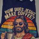 How Does Jesus Make His Coffee? Hebrews It! Funny Jesus LOL T-Shirt, Size L