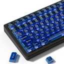 dagaladoo Dark Blue Clear keycaps,Transparent keycaps 75 Percent,Jelly keycap Set,Shine Through Key caps.,MDA Profile Keyboard Key Cap for Mx Switches Mechanical Keyboard
