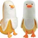 Banana Duck Plush Toy 13.7'',Cute Plushies Banana Stuffed Animal,Duck Plushie Long Banana Duck Plush Pillow,Funny Hugging Pillow Sleeping Cushion Soft Gifts for Boys Girls Birthday Christmas(White)