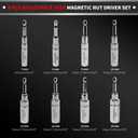 Extra Deep Magnetic Nut Driver Set, 8 PCS Adjustable Deep Nut Driver Set for Impact Drill, Metric, Quick-Change 1/4" Hex Shank,Cr-V Steel