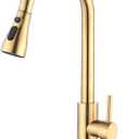 Brushed Gold Kitchen Faucet with Pull Down Sprayer, High Arc Single Hole Stainless Steel Kitchen Sink Faucet with 3-Function Sprayer, for Farmhouse Camper Laundry Rv Bar, CL001-SG