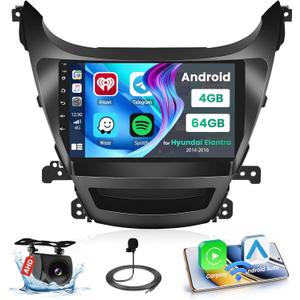 [8-Core 4+64G] for Hyundai Elantra 2014-2016 Radio Android 15 Car Stereo, Hikity 9 Inch IPS Touchscreen Radio Wireless Apple Carplay Android Auto, Bluetooth GPS 5GWiFi EQ/DSP FM/RDS SWC Backup Cam