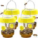 Wasp Traps for Hunting Wasps, Bees, Hornets, Insects, Yellow Jacket Traps, Wasp Trap Catcher, Reusable Solar Powered Hanging for Outdoor, 4 Packs