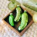 LOULIQIGIFT 3pcs Christmas Pickle Ornaments Hand Blown Glass Pickle Decorations for Christmas Tree Home Xmas Holiday Decor