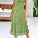 BTFBM Women's Summer Dress Sleeveless Spaghetti Strap Midi Dress Sexy Cowl Neck Floral Cocktail Dress Party Dresses (Green)