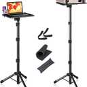 Tall Projector Stand Tripod from 23.5" to 63.5", Adjustable Laptop Tripod Stand with Gooseneck Phone Holder, Heavy Duty Computer Floor Stable for Outdoor, Office Home, Stage, Studio 1 Pack