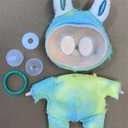 17cm Plush Doll D I Y Material, Semi-Finished, only Need to add Filling Material. Including Fabric, Face, Hand, Feet Accessories (Green)
