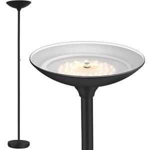 BoostArea Torchiere Floor Lamp, 30W Super Bright LED Standing Lamp, Stepless Dimmable Pole Lamp with 3000K Lighting, Rotary Switch, 70 Inch Tall Metal Modern Floor Lamps for Living Room/Bedroom Black