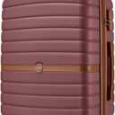 Kono Expandable 24 Inch Luggage with Spinner Wheels, Medium Checked Luggage with Lock, Lightweight & Anti-Scratch PC+ABS Hardshell Travel Suitcase, Burgundy/Brown