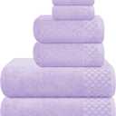 MyOwn Premium Cotton 6 Pack Towel Set for Bathroom, Contains 2 Bath Towels 28x55 inch, 2 Hand Towels 16x24 inch & 2 Wash Coths 12x12 inch, Ideal Everyday use, Compact & Lightweight - Purple