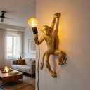 Monkey WALL LAMP – Creative Gold Resin Plug-in Monkey Light for Bedroom, Living Room, Bar & Café