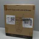 100 Pack - 16 oz Ratio Lines Iced Coffee Cups with Lids & Straws No Guessing for Consistent Drinks, Disposable Clear Plastic Cups with Lids and Straws for Coffee, Smoothies, Juice, Parties Food Safe