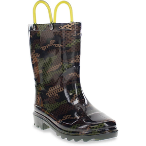 Western Chief Kids Rain Boots, Waterproof Light up Boots with Easy-on Handles 5/6