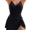 Blooming Jelly Womens One Piece Swimsuit Tummy Control Bathing Suit Gold Metal Tie Knot 2026 Swim Dress (X-Large, Black)