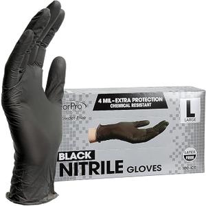 ForPro Disposable Nitrile Gloves, Chemical Resistant, Powder-Free, Latex-Free, Non-Sterile, Food Safe, 4 Mil, 100-Count, Size S