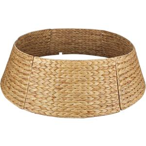 Christmas Tree Collar, 42'' Water Hyacinth Tree Collar, Woven Tree Collar with Cord Cut-Out, Rattan Wicker Tree Skirt Rustic Christmas Tree Basket Base for Artificial Trees, Natural