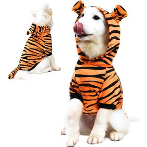 NACOCO Halloween Dog Tiger Costume-Pet Cosplay Clothes Cat Coat Hoodie Outfits Warm Winter Apparel for Dog Small and Medium Cat(Orange, 3XL)