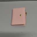 defway Small Card Wallet for Women - Slim Card Holder for Women, Small PU Wallet with 10 Card Slots & Coin Pocket, Compact Lychee Grain Purse, Heart Accent Gift (Pink)