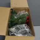 XmasExp Set of 2 Outdoor Christmas Tree with Lights Small Planter Bushes Battery Operated Artifical Urn Filler Outside Christmas Decorations for Front Porch,Yard,Pathway (Dark Green)