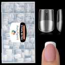 Luckyfairy Short Square Nail Tips Full Matte 360pcs Pre-file Square Tips for Acylic Nails Tips False Nail Tip Press on Nails for Nail Extension 15 Sizes