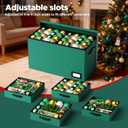 Christmas Ornament Storage Box, Ornament Organizer Storage box with Lids and Adjustable Dividers, Store Up to 128-3" Ornaments, Large Holiday Decor Storage Container with 8 Stackable Trays, Green
