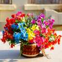 trytuny Artificial Flowers for Outdoor, 18 Bundle UV Resistant Fake Plants, Realistic Faux Silk Floral for Outside Indoor Porch Patio Window Box Planter Home Decor (Rosy Red Yellow Blue)