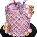 Fantasy Dragon Cake Topper Dragon Eggs Cake Decor Pink and Gold Balls Cake Decor for Baby Shower Birthday Wedding Party Supplies 