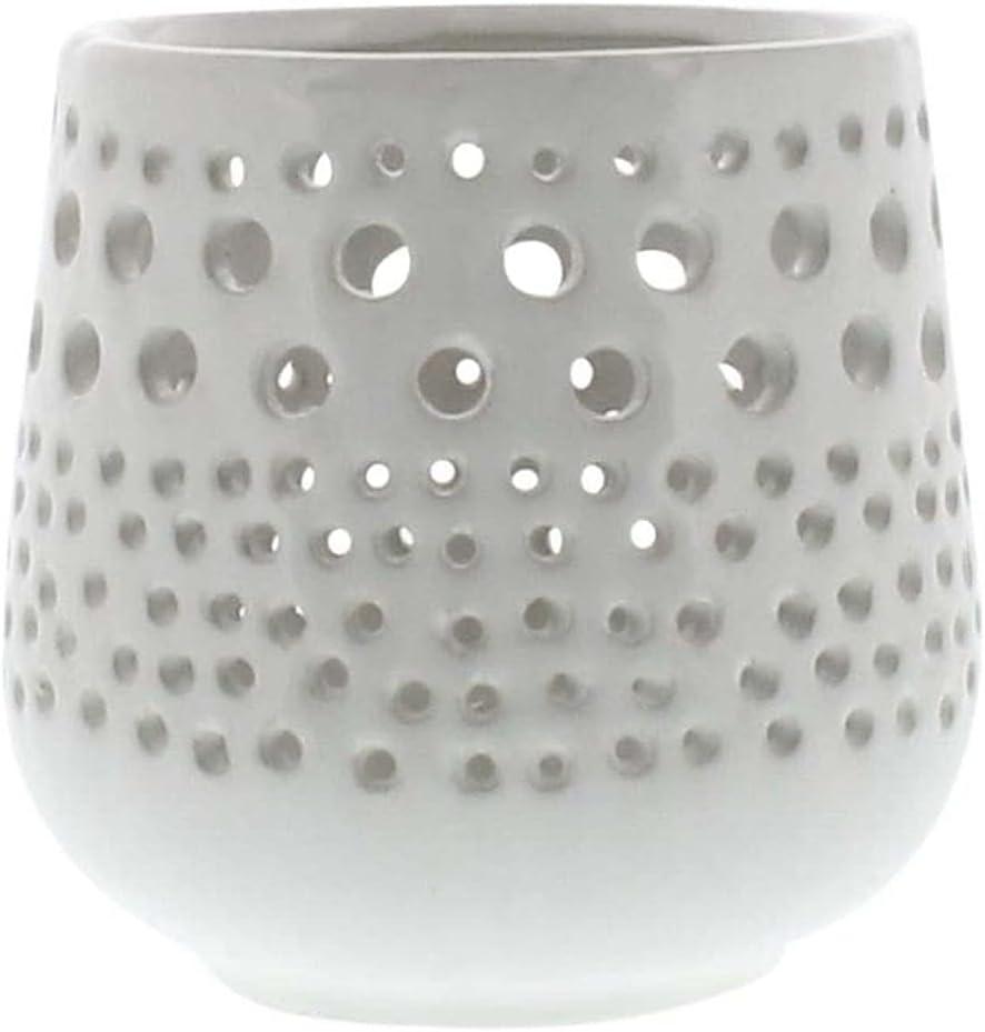 HomArt 9766-6 Lanai Hurricane Votive Holder, 4.5-inch Length, Ceramic, Shiny White