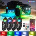 8Pods RGB LED Rock Lights for Jeep Golf Cart ATV UTV Trucks Offroad RZR SXS Four Wheeler with APP/RF Remote Control, Multicolor Dynamic Color Changing Underglow Kits Music Mode 12V Waterproof Chasing