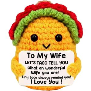 5 x Positive Crochet Taco Birthday Gifts for Women Men Handmade Mini Taco Emotional Inspirational Support Taco Valentines Gifts for Him Her Christmas Stocking Stuffers Pick Me Up Gift for Women