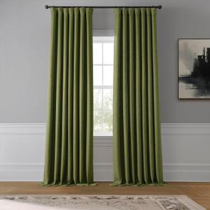 HPD Half Price Drapes - Faux Linen Curtains for Living Room (1 Panel) - 50W X 84L - Textured Room Darkening Curtains for Bedroom 84 Inches Long - Drapes for Home Decor, Tuscany Green