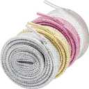 UamGlsob Glitter Metallic Shoe Laces for Golden Goose Sneakers, 8mm Flat Sparkly Bling Shoelaces Replacement Strings for GG (47"/120cm, Pink)