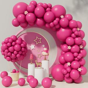 2 x Hot Pink Balloons 110Pcs Hot Pink Balloon Garland Arch Kit 5/10/12/18 Inch Matte Latex Hot Magenta Balloons Different Sizes as Baby Shower Birthday Wedding Bridal Princess Theme Party Decorations